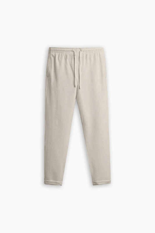 Beige Grey Terry Jogger Waist Trousers