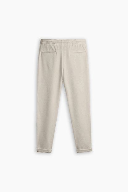 Beige Grey Terry Jogger Waist Trousers