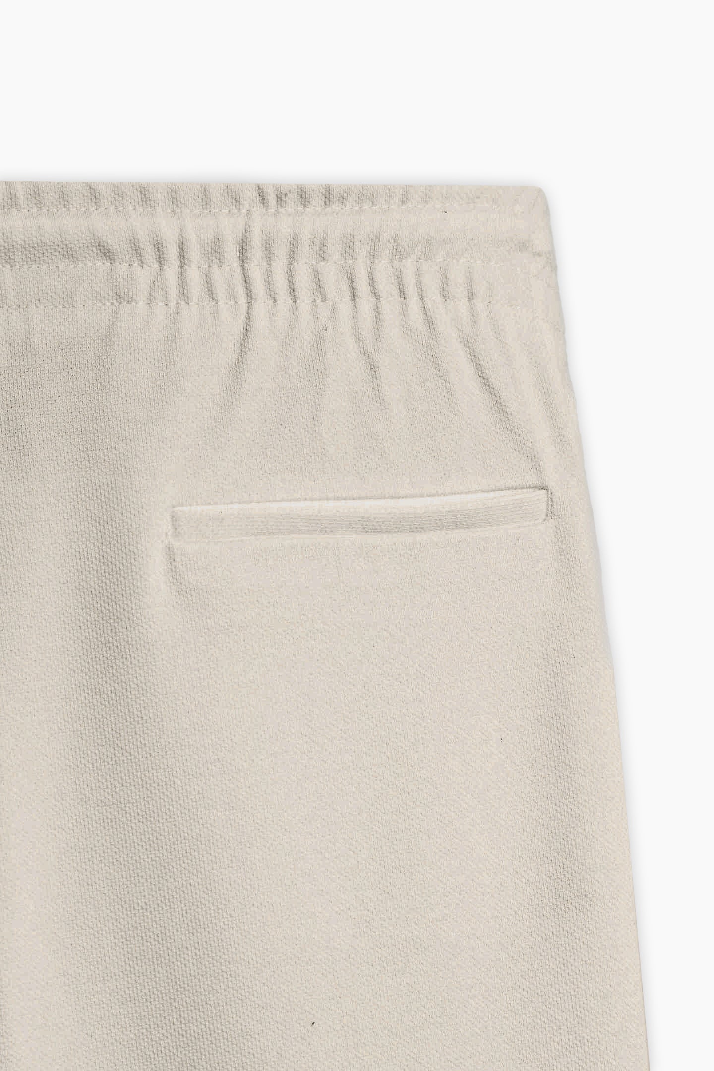 Beige Grey Terry Jogger Waist Trousers