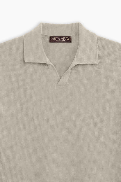 Beige Textured Polo Shirt