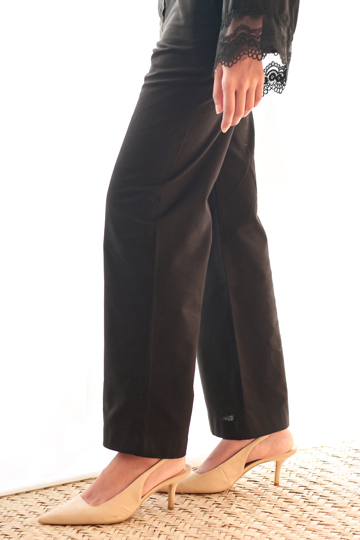 Flared Wool-Cotton Trousers