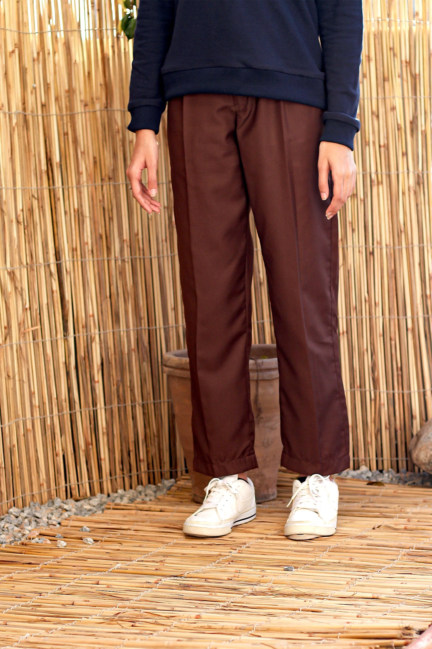 Brown Straight Fit Trousers