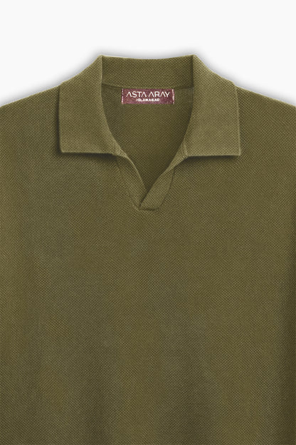 Olivegreen Textured Polo Shirt