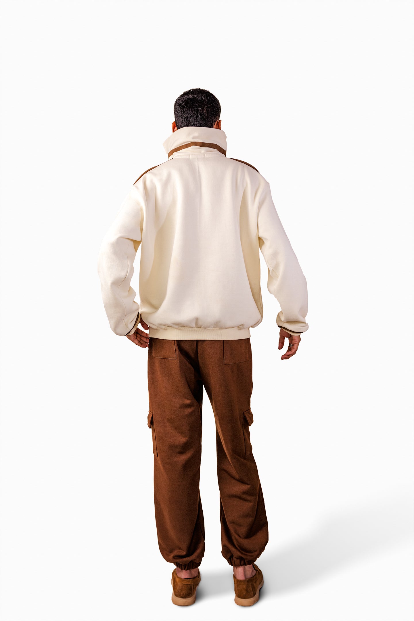 Suede Detailed Beige Sweatshirt