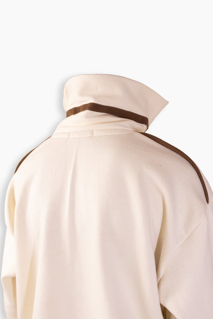 Suede Detailed Beige Sweatshirt