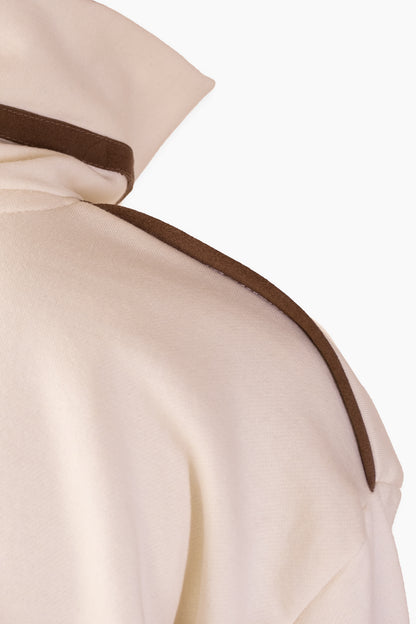 Suede Detailed Beige Sweatshirt